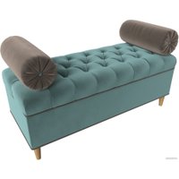 Банкетка Лига диванов Глория 113657 (велюр бирюзовый/коричневый/коричневый)