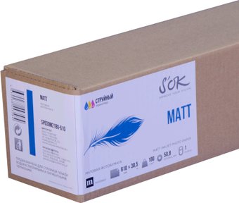 Фотобумага S'OK матовая 42'' A0+ 1067 мм х 45.7 м втулка 50.8 мм плотность 90 г/м2 SP045M2090-1067