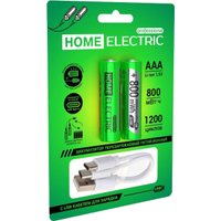 Аккумулятор Home Electric ААА HR03 800 mWh Type-C (2 шт)