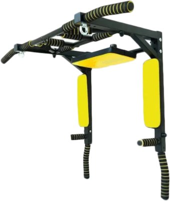 Турник с брусьями SportHome 3в1 мультихват настенный, разборный (черный/желтый)