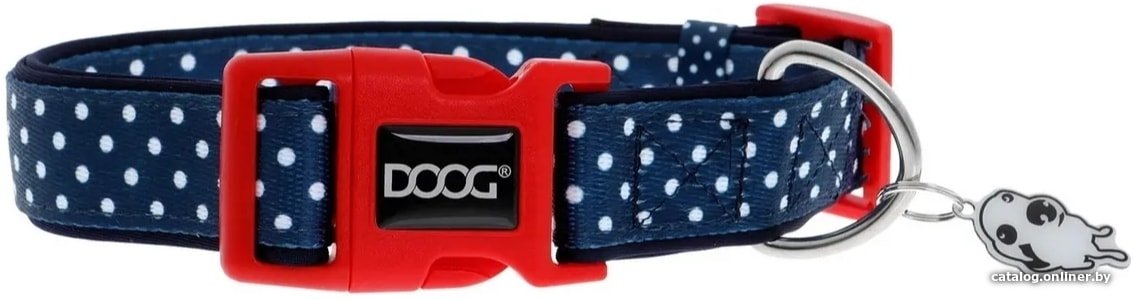 Ошейник Doog Stella M 32-46 см (синий в белый горох)