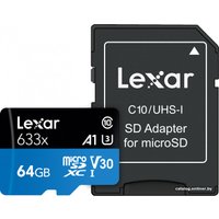 Карта памяти Lexar 633x microSDXC LSDMI64GBB633A 64GB (с адаптером)