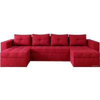 П-образный диван Настоящая мебель Константин (боннель, вельвет, красный)