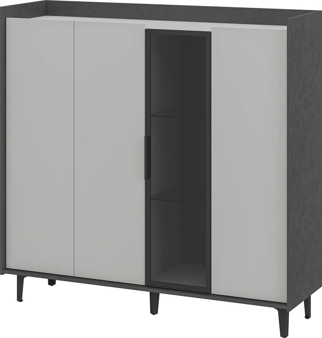 

Шкаф-витрина Elva Эссен NEM04HS-3D1V-1360/400/1310 (29) (металл бруклин/лунный камень)