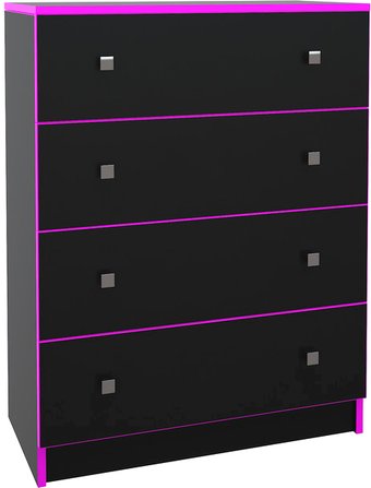 Комод МДК Black BL-КМ2Ф с 4 ящиками 1050x800x418 (черный/кромка фуксия)