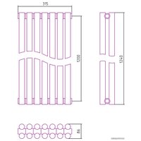 Стальной трубчатый радиатор Сунержа Эстет-11 1200х315 7 секций (белый)
