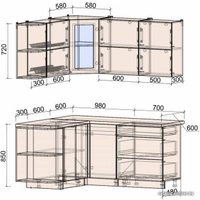 Готовая кухня Интерлиния Мила Матте 1.5x1.7 А левая (слоновая кость/океан/опал светлый)