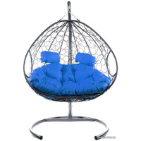 Подвесное кресло M-Group Для двоих 11450310 (серый ротанг/синяя подушка)