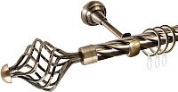 

Карниз для штор АС ФОРОС Grace D25К + наконечники Ажур 245 (1.4м, антик)