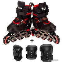 Роликовые коньки Favorit 8301SET-S-BK (р. 30-33, красный)