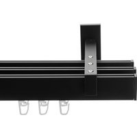 Карниз для штор Sundays Home Флэт Лайн Изи тройной (составной, заглушка, черный матовый, 3.2м)