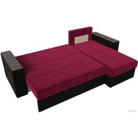 Угловой диван Лига диванов Дубай лайт правый 114179 (микровельвет бордовый/черный)