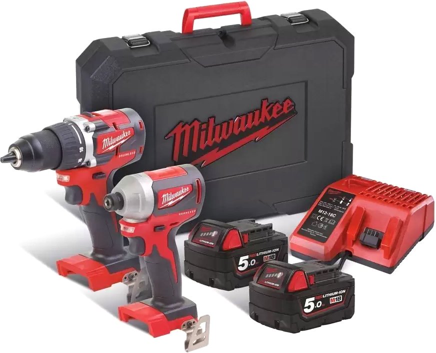 

Milwaukee M18 CBLPP2B-502C 4933464718 (шуруповерт, винтоверт, 2 АКБ, кейс)