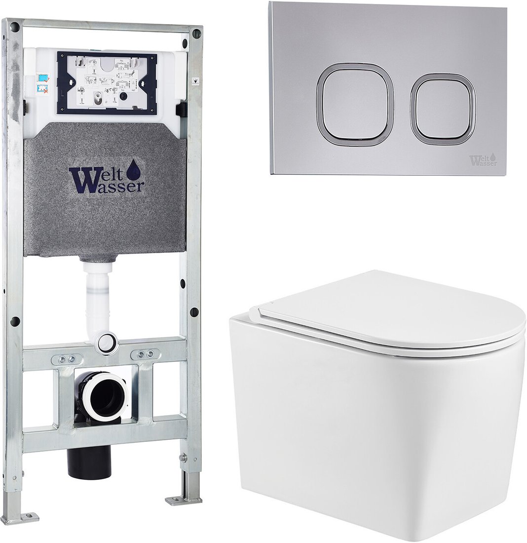 Унитаз подвесной WeltWasser Amberg 506 ST + Nesenbach 004 GL-WT + Amberg RD-CR