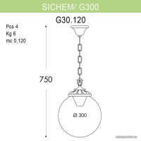 Уличный подвесной светильник Fumagalli Globe 300 G30.120.000.BXE27