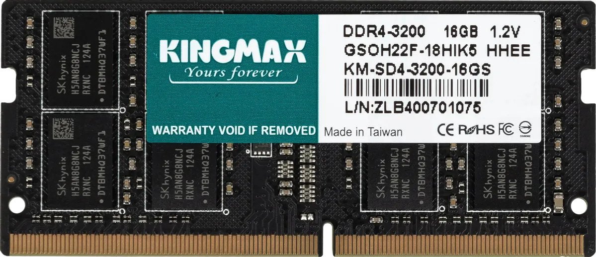 

Оперативная память Kingmax 16ГБ DDR4 SODIMM 3200 МГц KM-SD4-3200-16GS