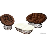 Набор садовой мебели M-Group Мамасан, Папасан, стол 12140205 (коричневый ротанг/коричневая подушка)