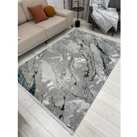 Ковер для жилой комнаты Radjab Carpet Афина Прямоугольник 9012A 12860RK (1.2x1.8, Grey/D.Green)