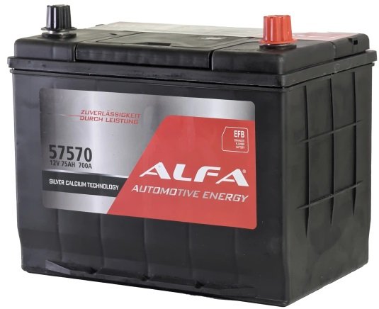 

Автомобильный аккумулятор ALFA Asia EFB R+ (75 А·ч)
