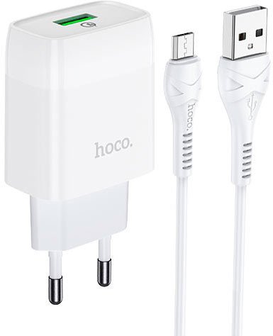 Сетевое зарядное Hoco C72Q microUSB (белый)
