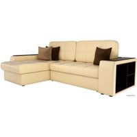 Угловой диван Лига диванов Брюссель 29394 (левый, экокожа, бежевый)