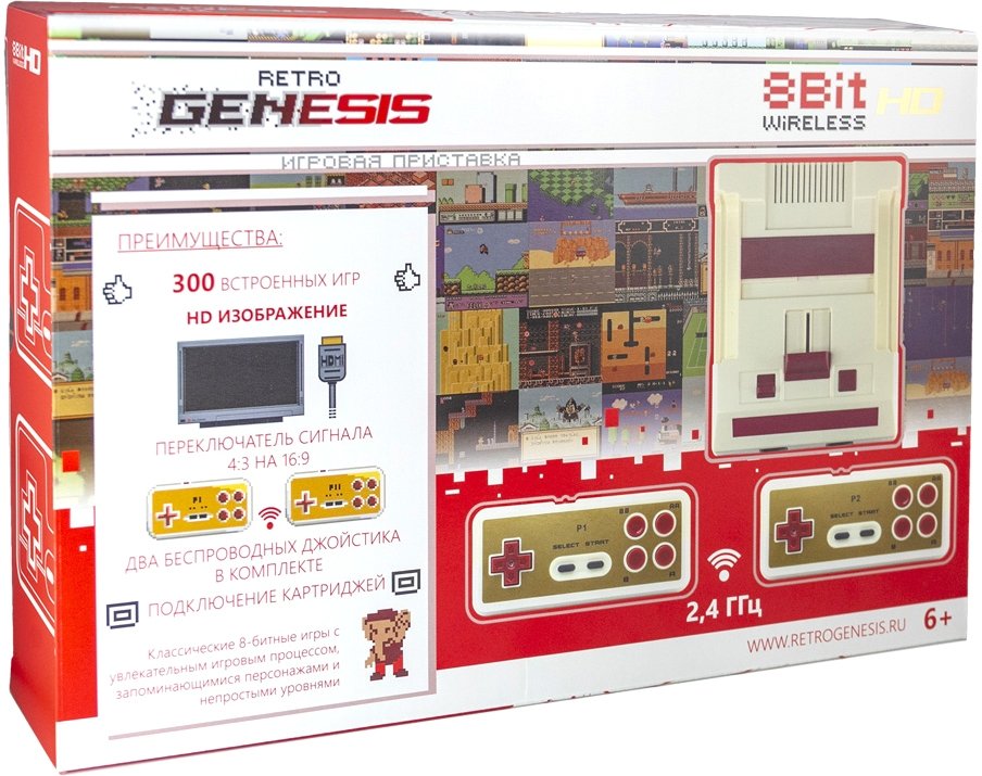 

Игровая приставка Retro Genesis 8 Bit Wireless HD (2 геймпада, 300 игр)