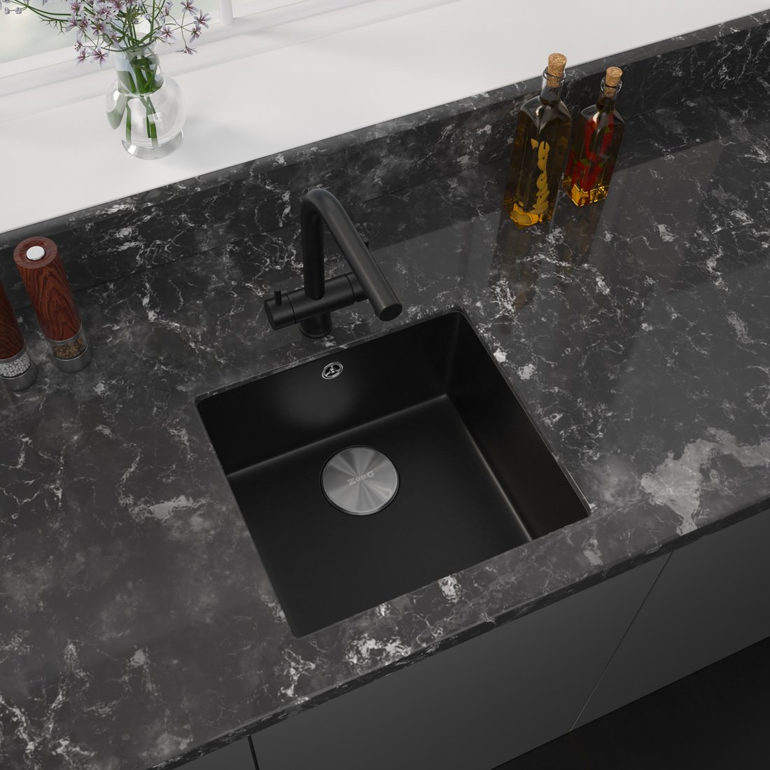 

Кухонная мойка ZorG Fast 44 Premium black metallic