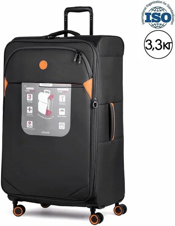 Чемодан-спиннер Verage Cambridge-II 20077W-3 80 см (черный)