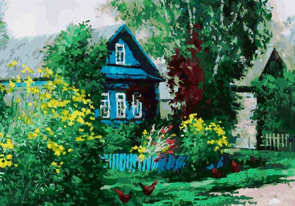 

Картина по номерам Белоснежка Домик в деревне 091-AS