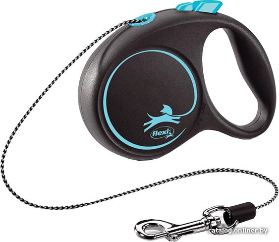 Поводок-рулетка Flexi Black Design XS Cord 3 m (голубой)