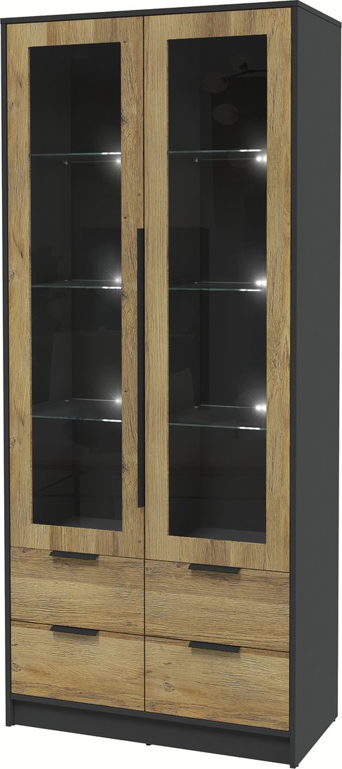 

Шкаф-витрина Интерлиния Концепт КТ-ШВ2 с подсветкой Глосс (антрацит/дуб вотан)