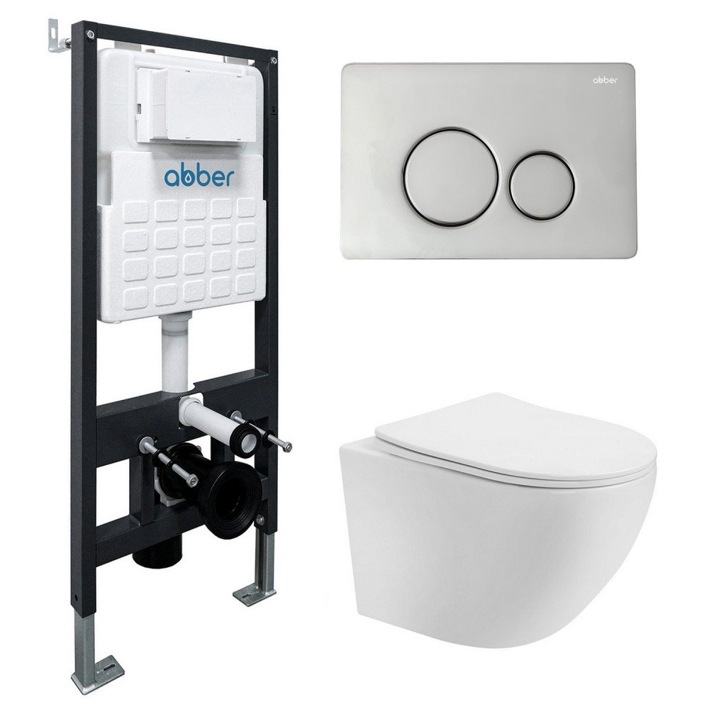Унитаз подвесной Abber Bequem AC1100T-AC0105-AC0121 (с кнопкой смыва)