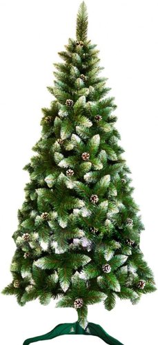 Ель Christmas Tree Таежная с белыми концами и с шишками 3 м