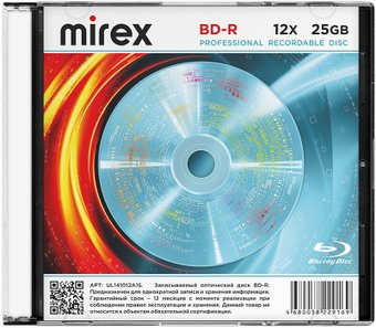 BD-R диск Mirex 25Gb 12x UL141012A1S (1 шт.)