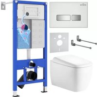 Унитаз подвесной Roxen Martin в комплекте с инсталляцией StounFix Dual Fresh 6 в 1 968522 (кнопка: брашированное золото)