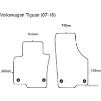 Комплект ковриков для авто Alicosta VW Tiguan 07-16 (вод.+пер. пасс., ЭВА ромб, бежевый)