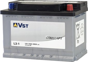 Автомобильный аккумулятор VST Стандарт L3-1 74 R+ (74 А·ч)