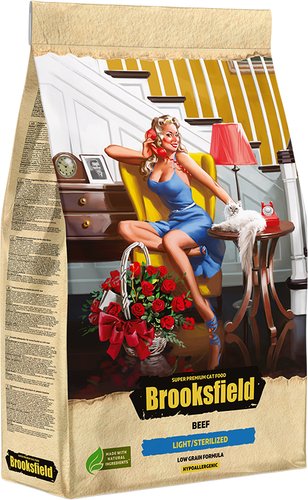 Сухой корм для кошек Brooksfield Low Grain Adult Cat Light/Sterilized Beef для взрослых кошек с избыточным весом и стерилизованных с говядиной и рисом 6 кг