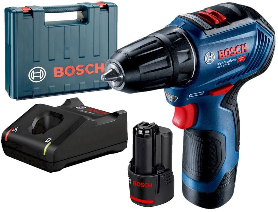 

Дрель-шуруповерт Bosch GSR 12V-30 Professional 06019G9020 (с 2-мя АКБ, кейс)