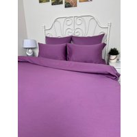 Семейный комплект постельного белья Реноме Семейный Темно-синяя коллекция OS-002 (сатин, сливовый)