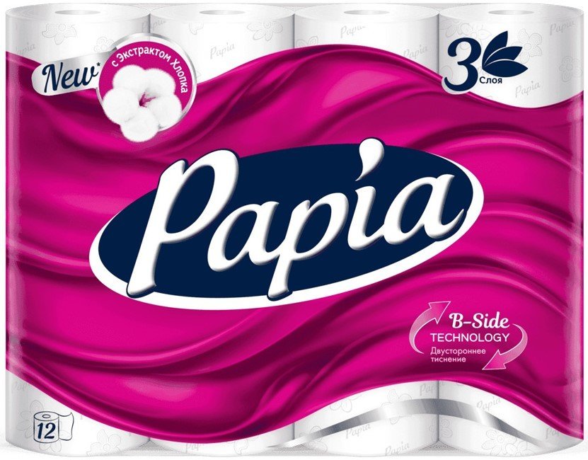 

Туалетная бумага Papia Белая (3 слоя, 12 рулонов)
