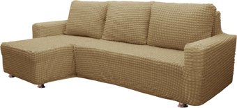 Чехол для дивана Mio Tesoro С оттоманкой ПО-3 Люкс 6082 (капучино, левый)