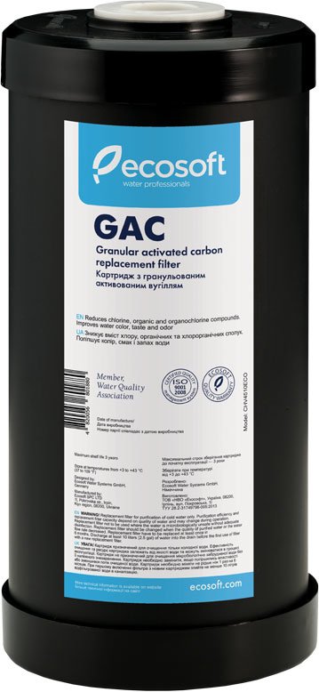 

Картридж ECOSOFT с гранулированным углем 4,5"х10" CHV4510ECO