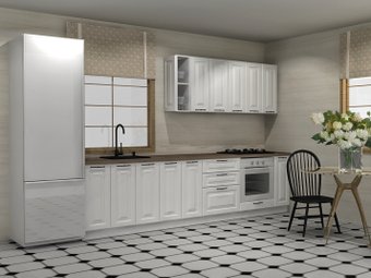 Готовая кухня ЗОВ Авара прямая 3 м (белое дерево)