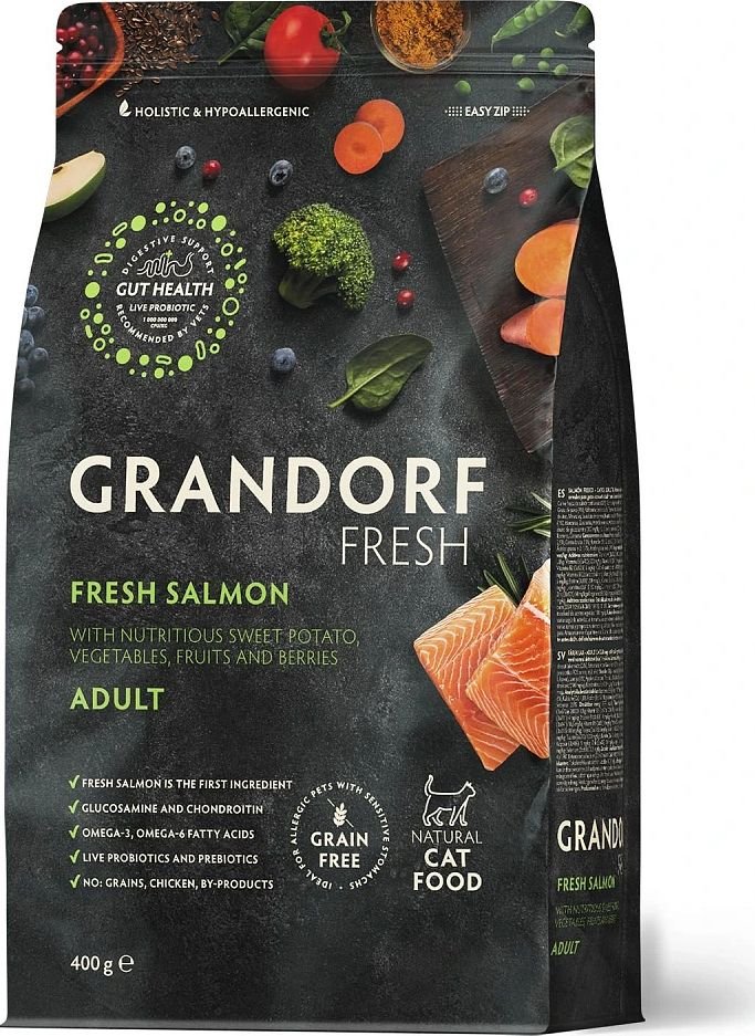 

Сухой корм для кошек Grandorf Fresh Adult (Лосось и батат) 400 г