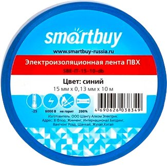 

Изолента SmartBuy SBE-IT-15-10-db 10м (синий)