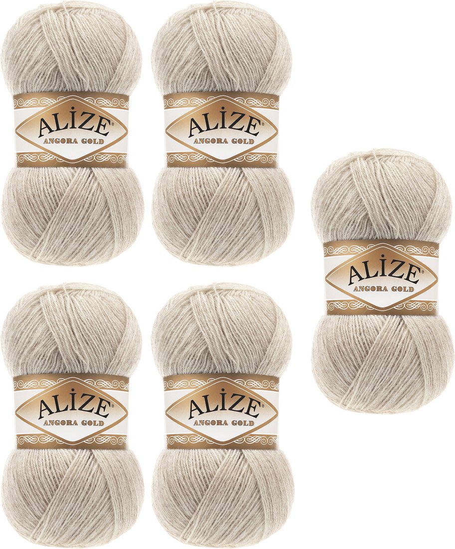 

Набор пряжи для вязания Alize Angora Gold 152 (550 м, бежевый меланж, 5 мотков)