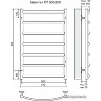 Полотенцесушитель TERMINUS Атланта + П7 500х800 нп 500