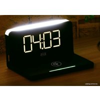 Настольные часы с беспроводной зарядкой Max M-010 (черный)