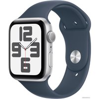 Умные часы Apple Watch SE 2 44 мм (алюминиевый корпус, серебристый/грозовой синий, спортивный силиконовый ремешок M/L)